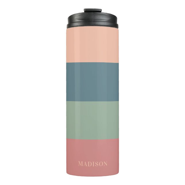 Custom Name Stripes Pattern Thermal Tumbler (Front)