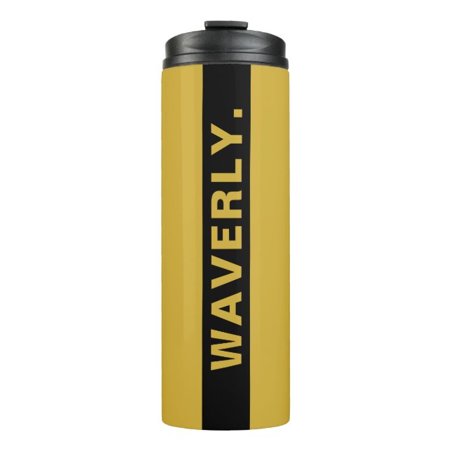 Custom Name Stylish Metallic Gold Thermal Tumbler (Front)