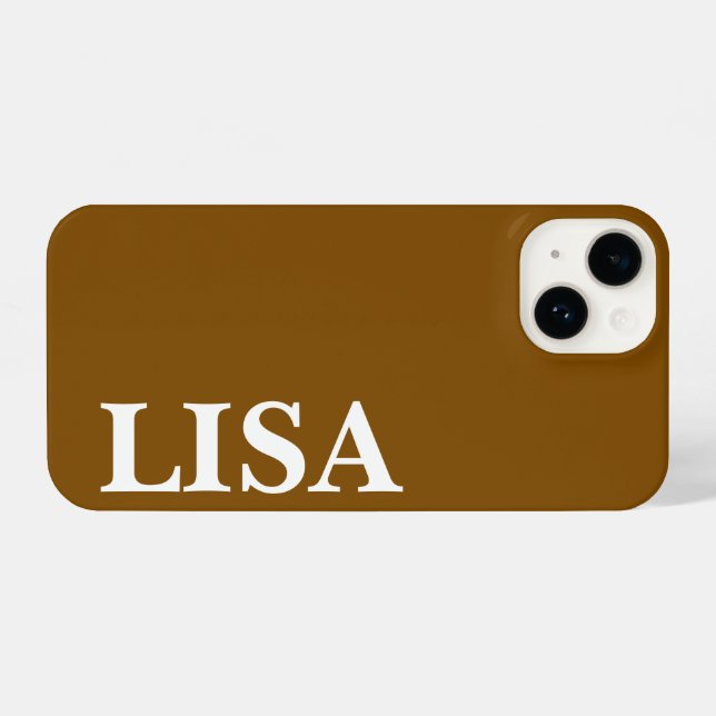 CUSTOM NAME STYLISH MODERN MINIMAL MONOGRAM BROWN iPhone CASE (Back Horizontal)