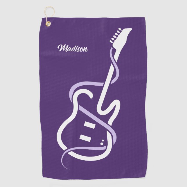 Custom Name Stylized Guitar Golf Towel (Front)