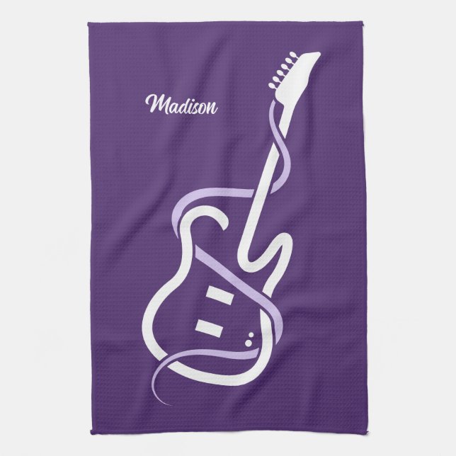 Custom Name Stylized Guitar Kitchen Towel (Vertical)