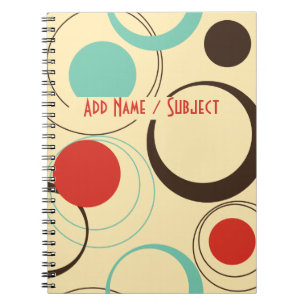 Custom Name/Subject Cool Abstract Retro Circles Notebook