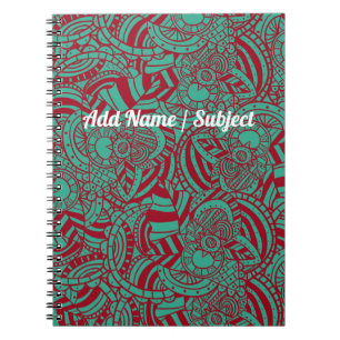 Custom Name/Subject Retro Abstract Boho School Notebook