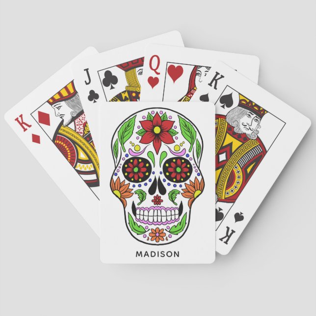 Custom name Sugar Skull playing cards (Back)
