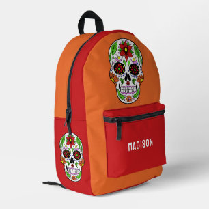 Custom Name Sugar Skull Printed Backpack