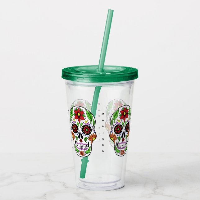 Custom name Sugar Skull tumblers (Back)