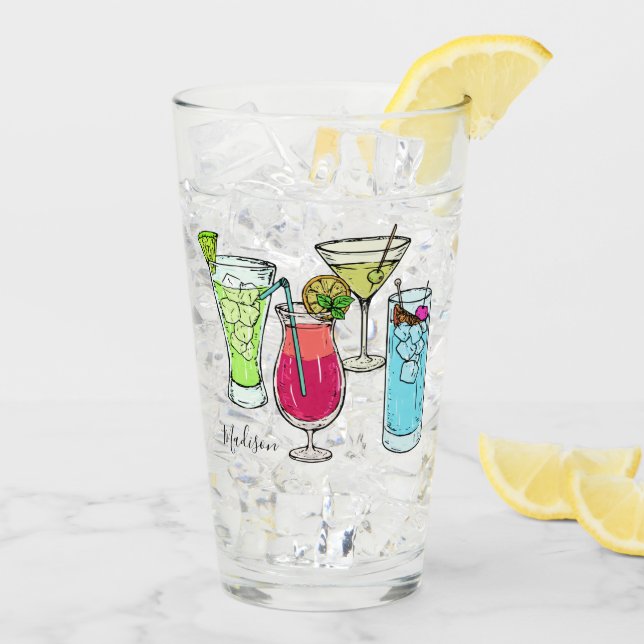 Custom name Summer Cocktails pint glass (Back Ice)