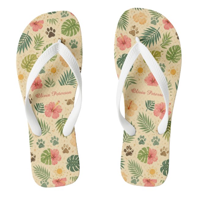 Custom Name Summer Flip Flop For Pet Lovers (Footbed)