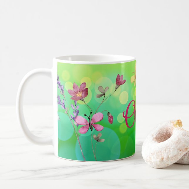 Custom name summer vibe coffee mug (With Donut)