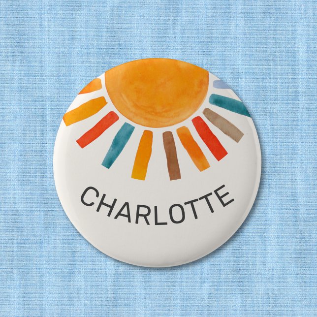 Custom Name Sun  2 Inch Round Button (Creator Uploaded)