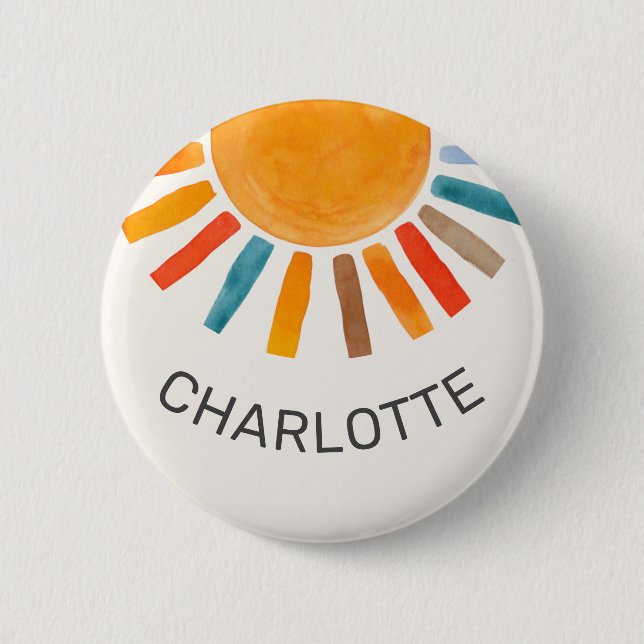 Custom Name Sun  2 Inch Round Button (Front)