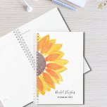 Custom Name Sunflower 2023 Planner<br><div class="desc">This simple and stylish Planner is decorated with a yellow watercolor sunflower. Easily customizable with your name, and year. Use the Customize Further option to change the text size, style, and colour. Because we create our artwork you won't find this exact image from other designers. Original Watercolor © Michele Davies....</div>