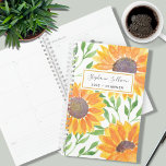 Custom Name Sunflower 2023  Planner<br><div class="desc">This unique Planner is decorated with yellow watercolor sunflowers and green leaves are on a white background. 
Easily customizable with your name and year.
Because we create our artwork you won't find this exact image from other designers.
Original Watercolor © Michele Davies.</div>