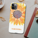 Custom Name Sunflower Floral iPhone 11Pro Max Case<br><div class="desc">This floral phone case is decorated with a yellow watercolor sunflower.
Easily customizable with your name or monogram.
Use the Design Tool to change the text size,  style,  or colour.
Because we create our artwork you won't find this exact image from other designers.
Original Watercolor © Michele Davies.</div>