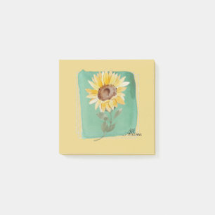Custom Name Sunflower Post It Notes