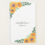 Custom Name Sunflowers Eucalyptus 2023 Planner<br><div class="desc">This floral Planner is decorated with watercolor yellow sunflowers and eucalyptus greenery.
You can personalize it by adding your name,  monogram,  and year.
Because we create our own artwork you won't find this exact image from other designers.
Original Watercolor © Michele Davies.</div>