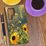 Custom Name Sunflowers Vintage Texture Samsung Galaxy Case<br><div class="desc">This design features a vintage floral altered photograph of a patch of Sunflowers. Personalize the text with a name or initials, remove the name or click customize to select a font style, size, and colour you prefer. You can also add this design to other phone brand cases or one of...</div>