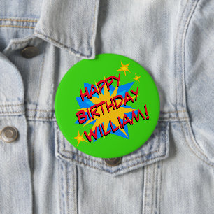 Custom Name Superhero Birthday Party 4 Inch Round Button