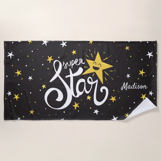 Custom name Superstar beach towel (Front)