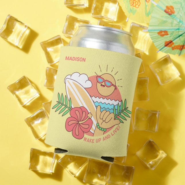Custom Name Surfer Can Cooler (In Situ Summer)