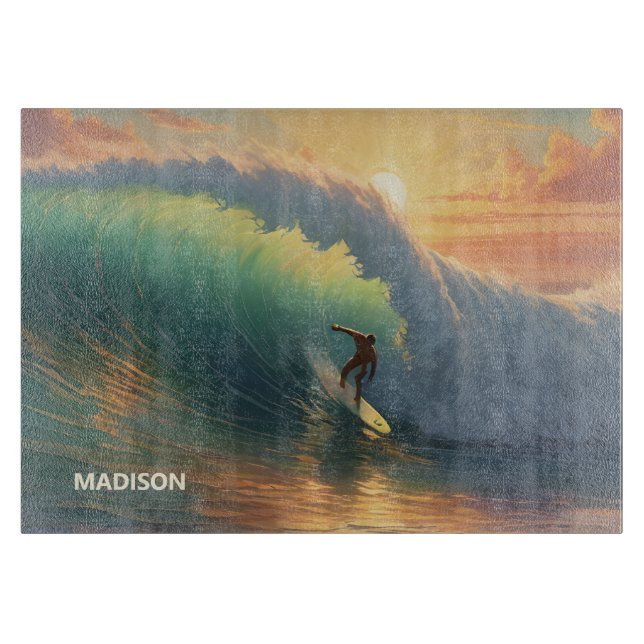 Custom Name Surfer Cutting Board (Front)