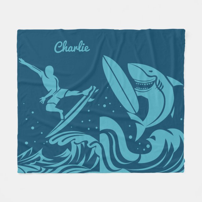 Custom name Surfer fleece blanket (Front (Horizontal))