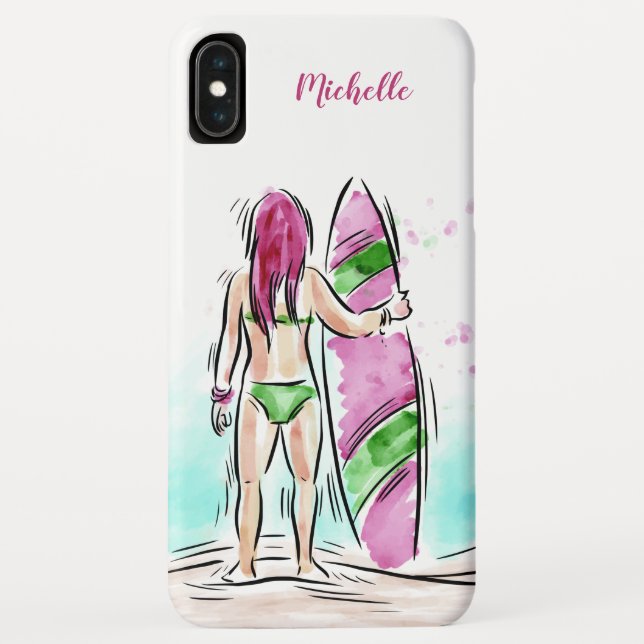 Custom name Surfer Girl phone cases (Back)