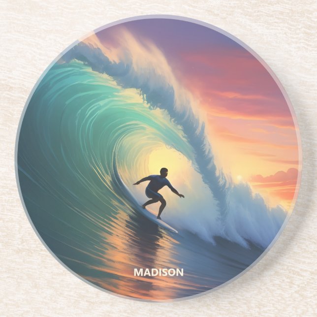 Custom Name Surfing Coaster (Front)