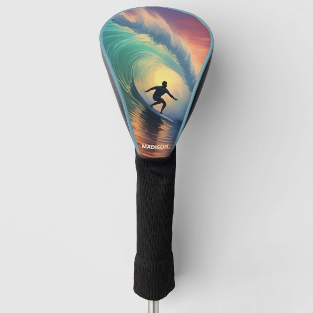 Custom Name Surfing Golf Head Cover (Front)