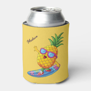 Custom Name Surfing Pineapple Can Cooler