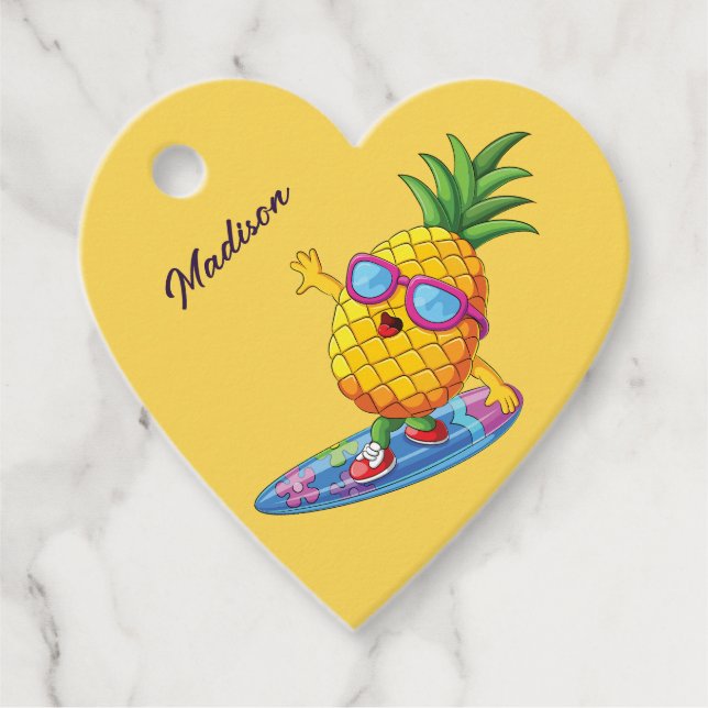 Custom Name Surfing Pineapple Favour Tags (Front)
