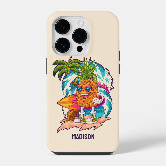 Custom Name Surfing Pineapple iPhone Case (Back)