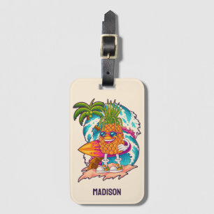 Custom Name Surfing Pineapple Luggage Tag