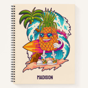 Custom Name Surfing Pineapple Notebook