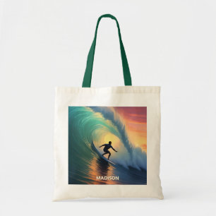Custom Name Surfing Tote Bag