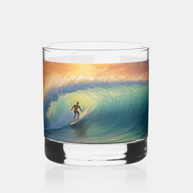 Custom Name Surfing Whiskey Glass (Left)