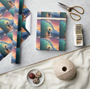 Custom Name Surfing Wrapping Paper