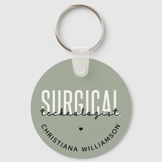 Custom Name Surgical Technologist Med Surg Tech Keychain (Front)
