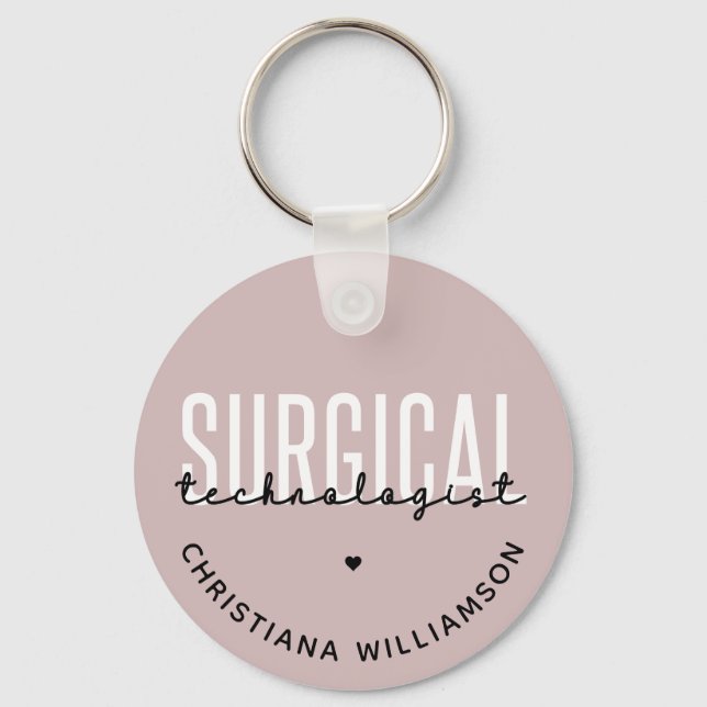 Custom Name Surgical Technologist Med Surg Tech Keychain (Front)