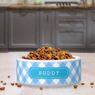 Custom Name Sweet Baby Blue Gingham Bowl