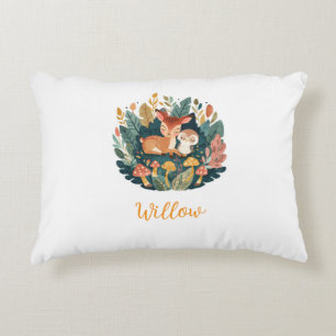 Custom Name Sweet Floral Fawn Woodland Nursery Plw Accent Pillow