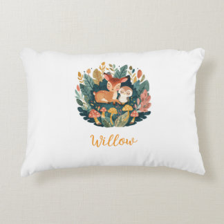 Custom Name Sweet Floral Fawn Woodland Nursery Plw Accent Pillow