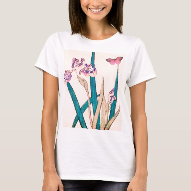CUSTOM NAME T-SHIRT FOR WOMEN WITH JAPANESE IRIS (Front)