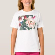 CUSTOM NAME T-SHIRTS FOR GIRLS JAPANESE FLOWERS