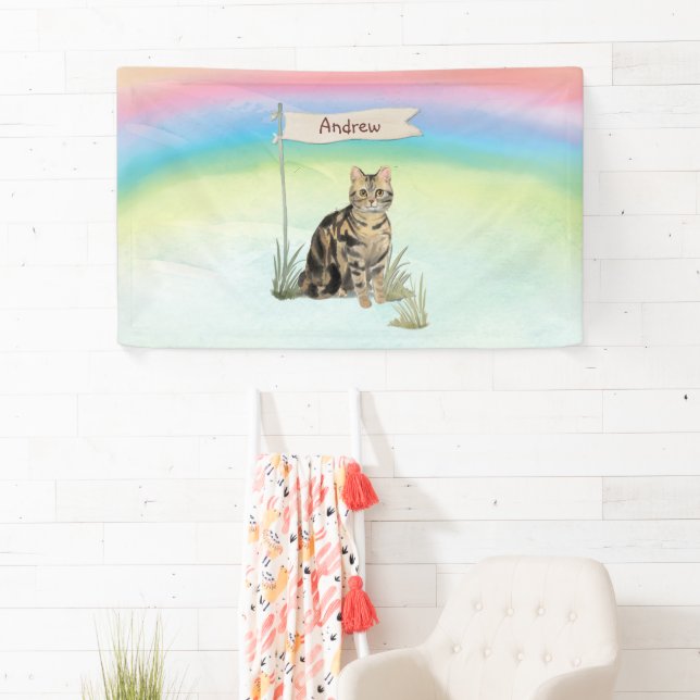 Custom Name Tabby Cat Pet Banner (Insitu)