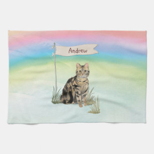 Custom Name Tabby Cat Pet Kitchen Towel