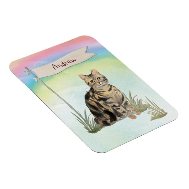 Custom Name Tabby Cat Pet Magnet (Right Side)