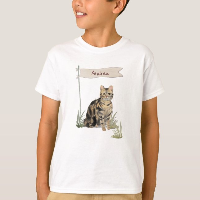 Custom Name Tabby Cat Pet T-Shirt (Front)