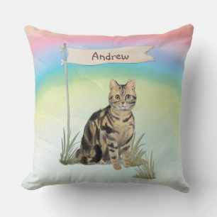 Custom Name Tabby Cat Pet Throw Pillow
