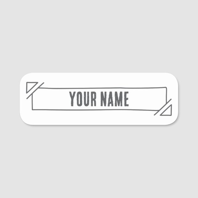 Custom Name Tag – Hand Drawn Banner (Front)